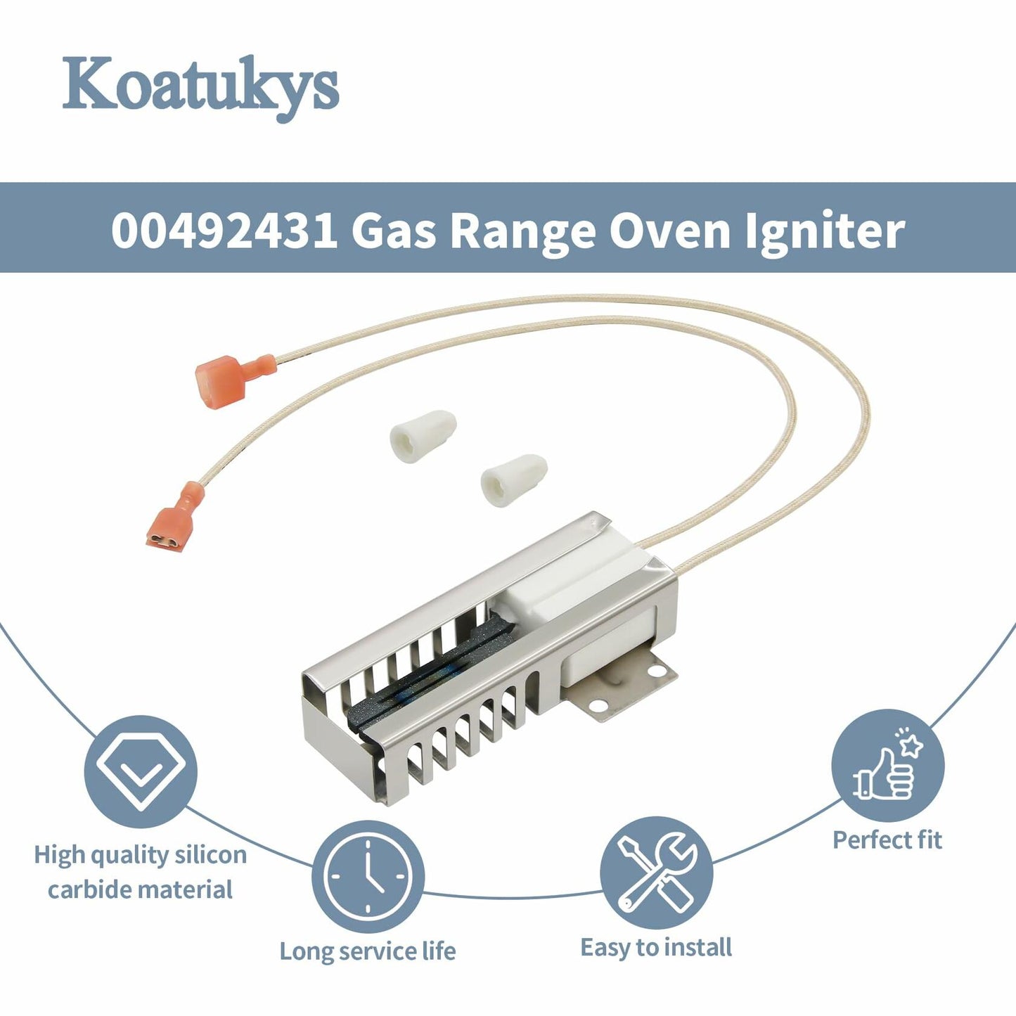 US MERCHANT SGR2431 00492431 00487383 Gas Range Oven Igniter Replaces for Bosch Thermador Bake Igniter Compatible with 1107469 AP3674290 EA3472541 PS3472541 Oven Igniter Replacement
