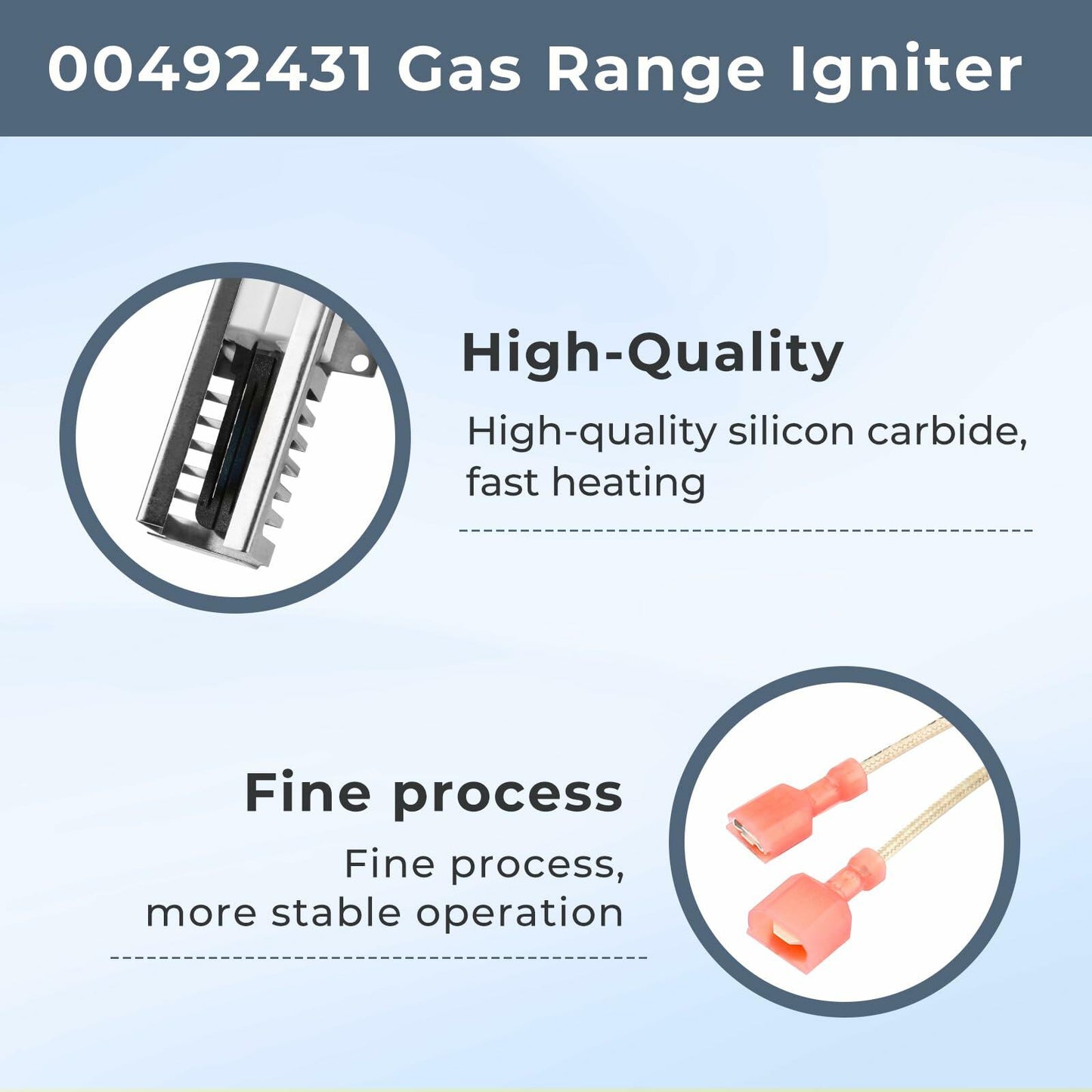 00492431 Gas Range Igniter Compatible with Bosch,Thermador,Gaggenau Stoves,Range Oven Igniter Replace Part Numbers 00487383,492431,AP3674290,PS8722793,SGR2431