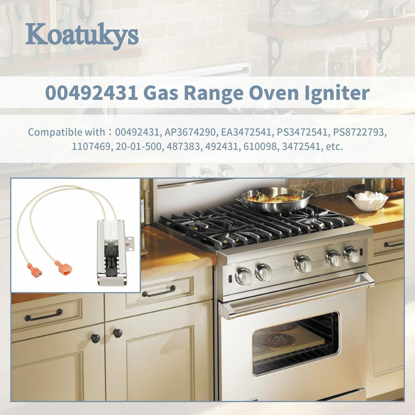 US MERCHANT SGR2431 00492431 00487383 Gas Range Oven Igniter Replaces for Bosch Thermador Bake Igniter Compatible with 1107469 AP3674290 EA3472541 PS3472541 Oven Igniter Replacement