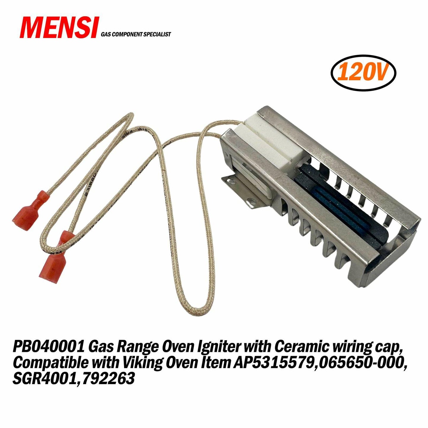SUPCO SGR4001 Gas Range Oven Igniter with Ceramic wiring cap,Compatible with Viking Oven Item AP5315579,065650-000,SGR4001,792263 Part, and Universal for GE, Electrolux, Whirlpool, and Brown
