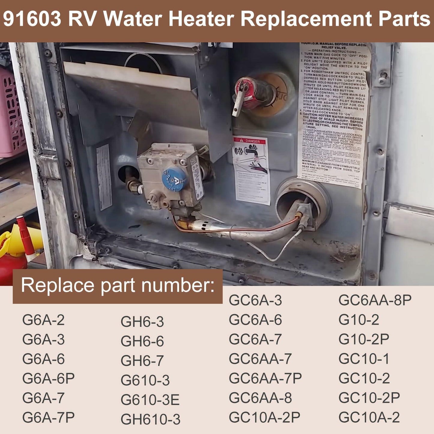 91603 Water Heater Pilot Assembly,Ignitor Thermocouple Replacement Parts for RV Trailer Camper,fits for Atwood Jade Dometic 91603 92616 91214 Propane Gas Water Heaters