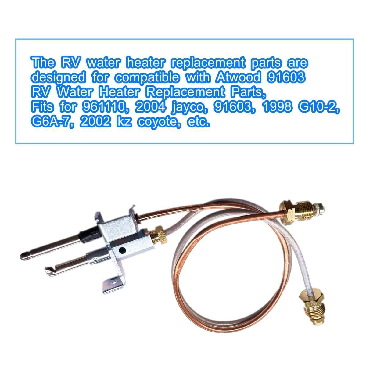 XYWZV RV Water Heater Parts - Replacement Jade Pilot Assembly and Thermocouple Kit for Atwood 91603 Water Heaters | Compatible with Dometic Atwood 91603 RV, Camper, Trailer Water Heaters