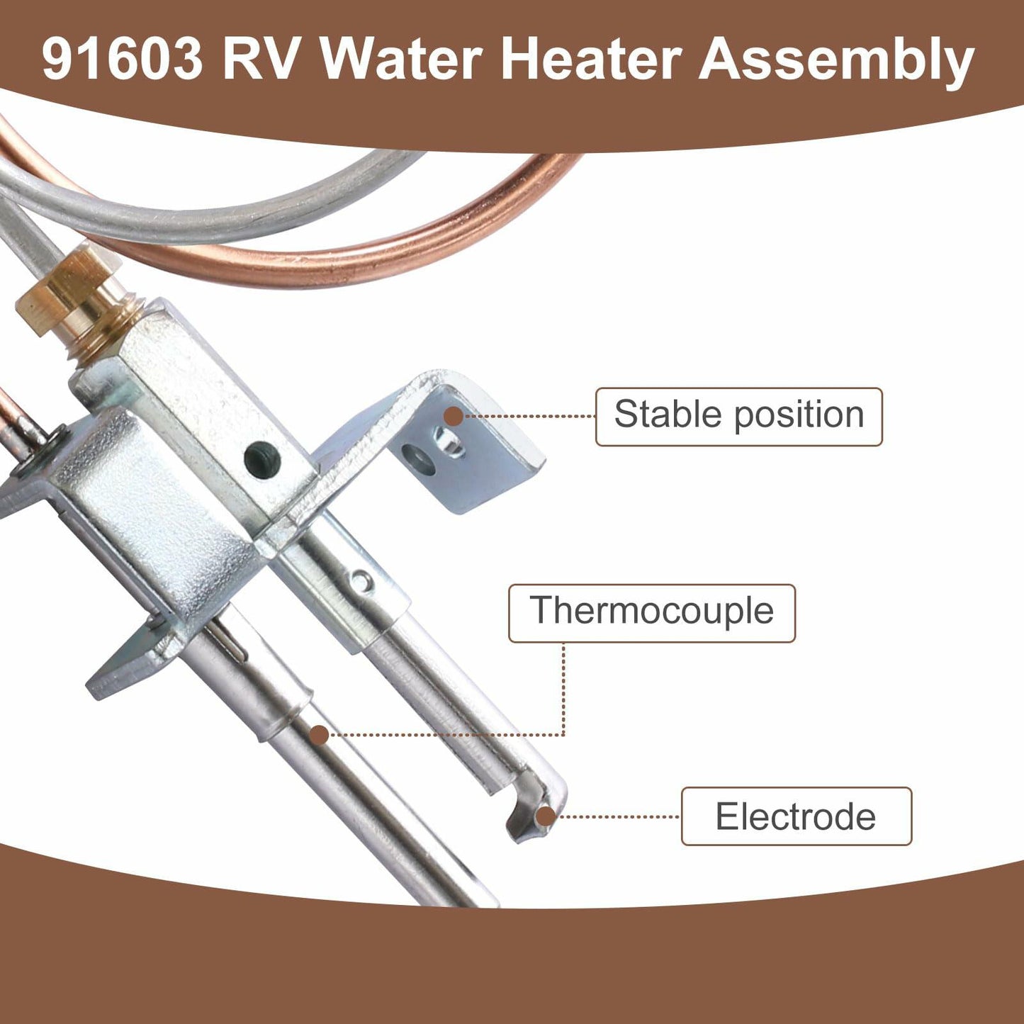 91603 Water Heater Pilot Assembly,Ignitor Thermocouple Replacement Parts for RV Trailer Camper,fits for Atwood Jade Dometic 91603 92616 91214 Propane Gas Water Heaters