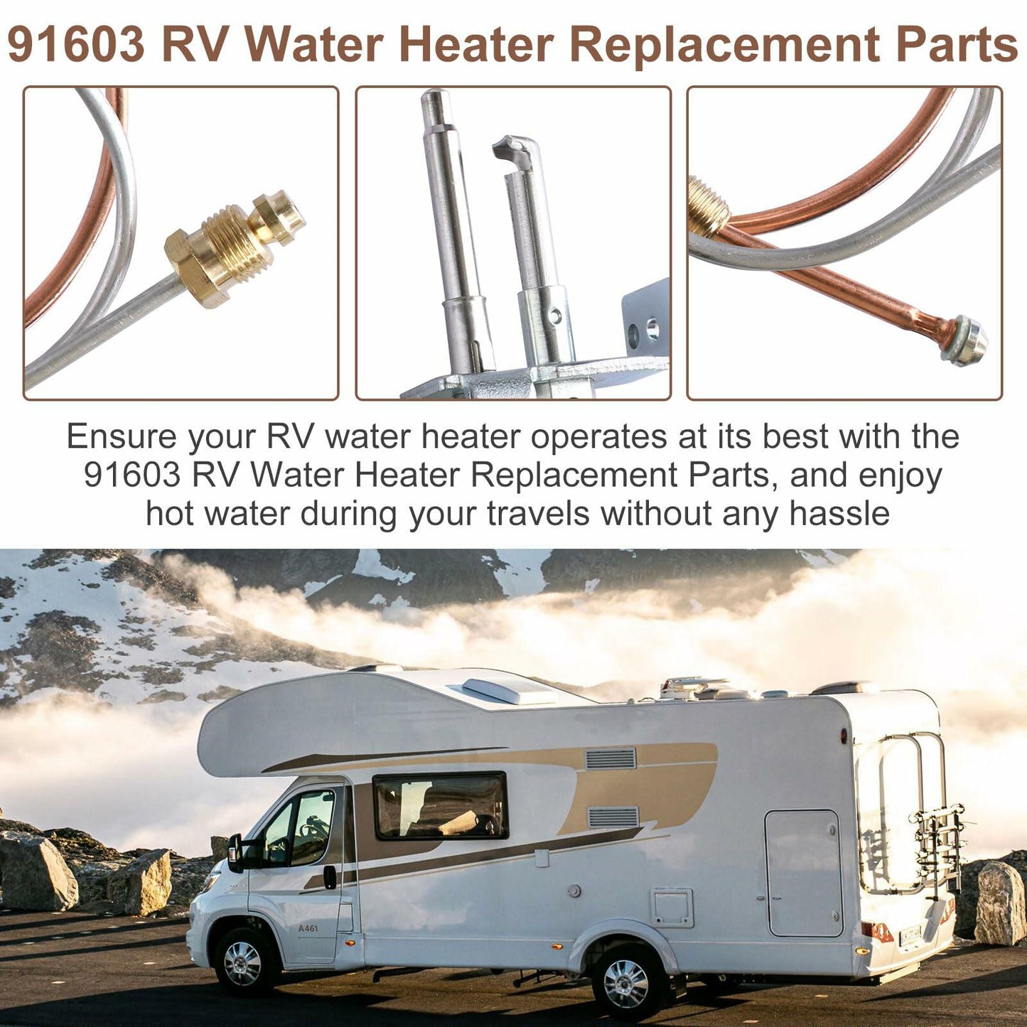 91603 Water Heater Pilot Assembly,Ignitor Thermocouple Replacement Parts for RV Trailer Camper,fits for Atwood Jade Dometic 91603 92616 91214 Propane Gas Water Heaters
