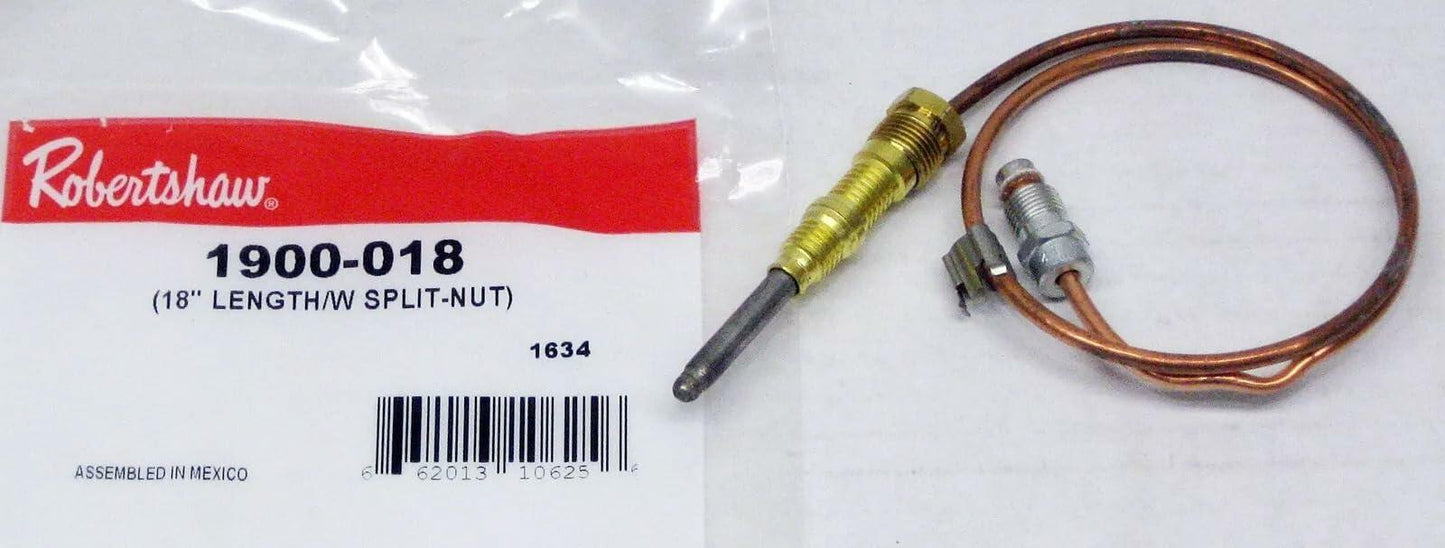 1900-018 Compatible with Robertshaw (51-1260) Thermocouple 18" with Split Nut Replaces Hobart 00-412788-00001 00-906955-00018 00-921565 112788-1 20040 906955-18 920040 921565