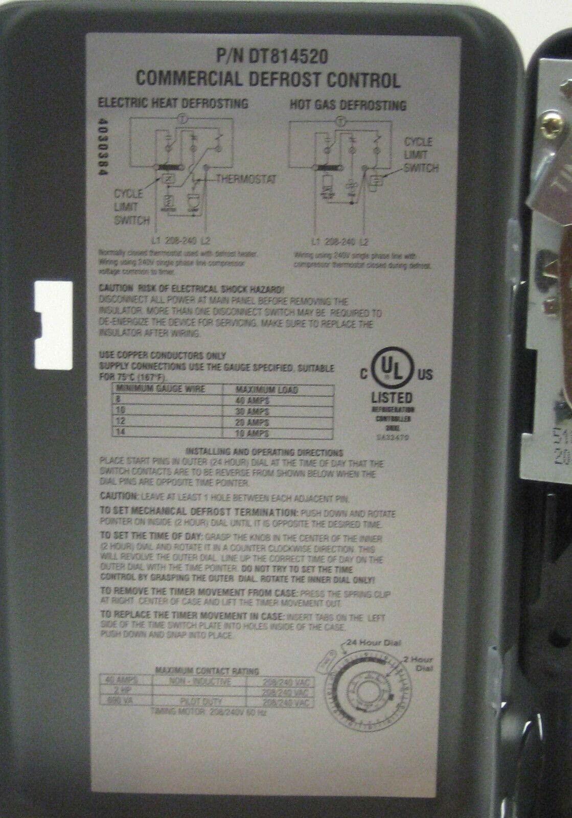 Generic DT8145-20 Commercial Refrigeration Defrost Timer for 8145-20 240V (Aftermarket Repair Parts)