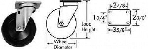 PLATE CASTER 5" W/BRK BLACK Frymaster 810-0327 CHG CMP1-5BBN CRESCOR 0569-306-B