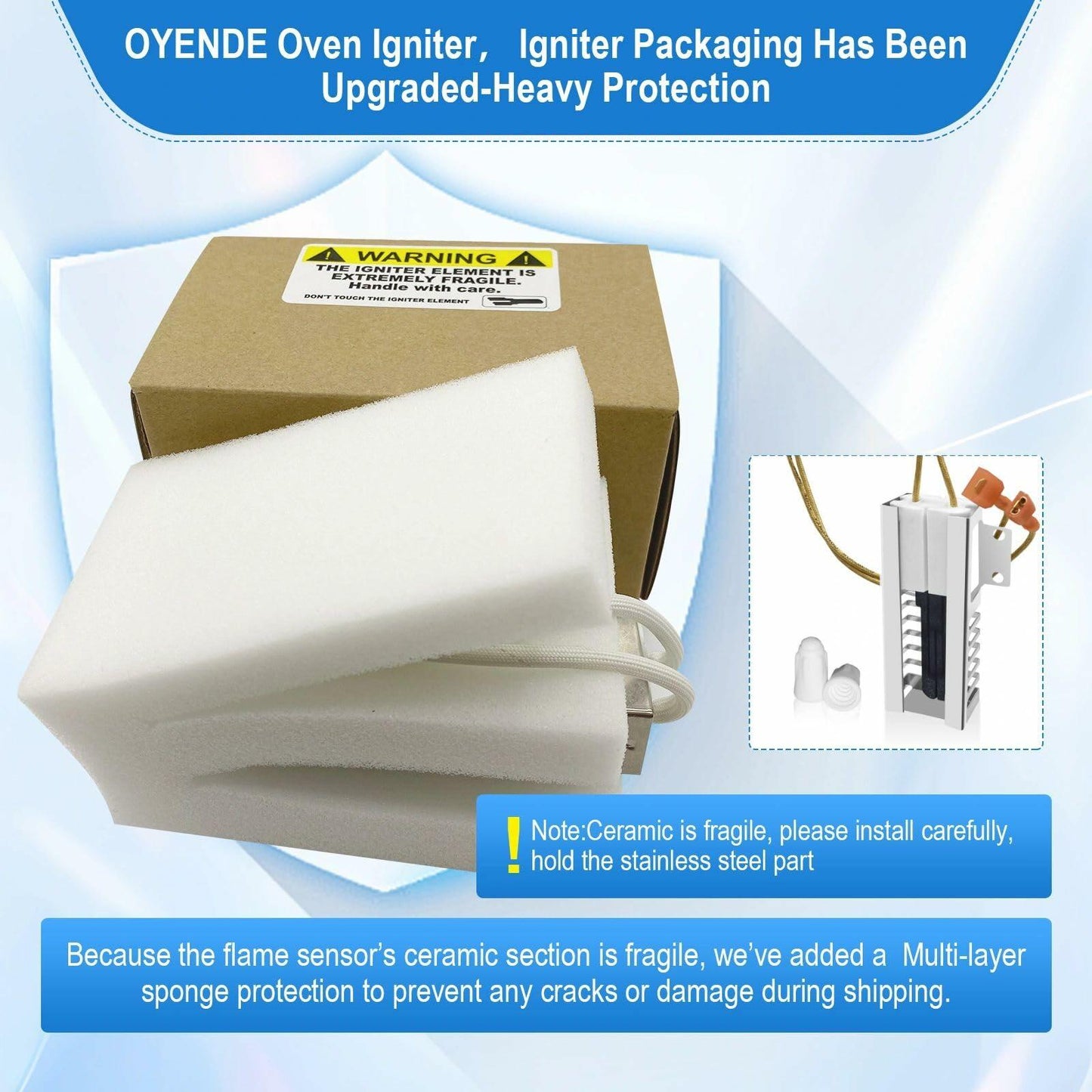 SGR2431 Oven Igniter, 00492431 00487383 Gas Range Igniter Replacement Model Specific Replaces AP3674290, 1107469, 20-01-500, 492431, 610098, 3472541, EA3472541, PS3472541, PS8722793 Etc.