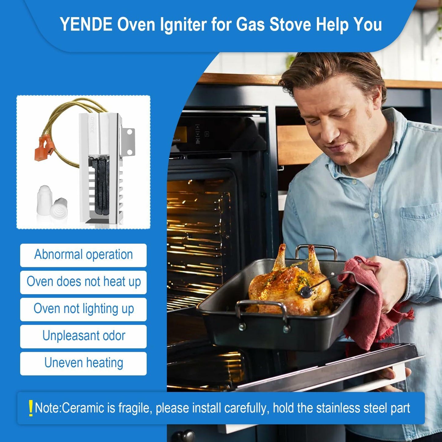SGR2431 Oven Igniter, 00492431 00487383 Gas Range Igniter Replacement Model Specific Replaces AP3674290, 1107469, 20-01-500, 492431, 610098, 3472541, EA3472541, PS3472541, PS8722793 Etc.