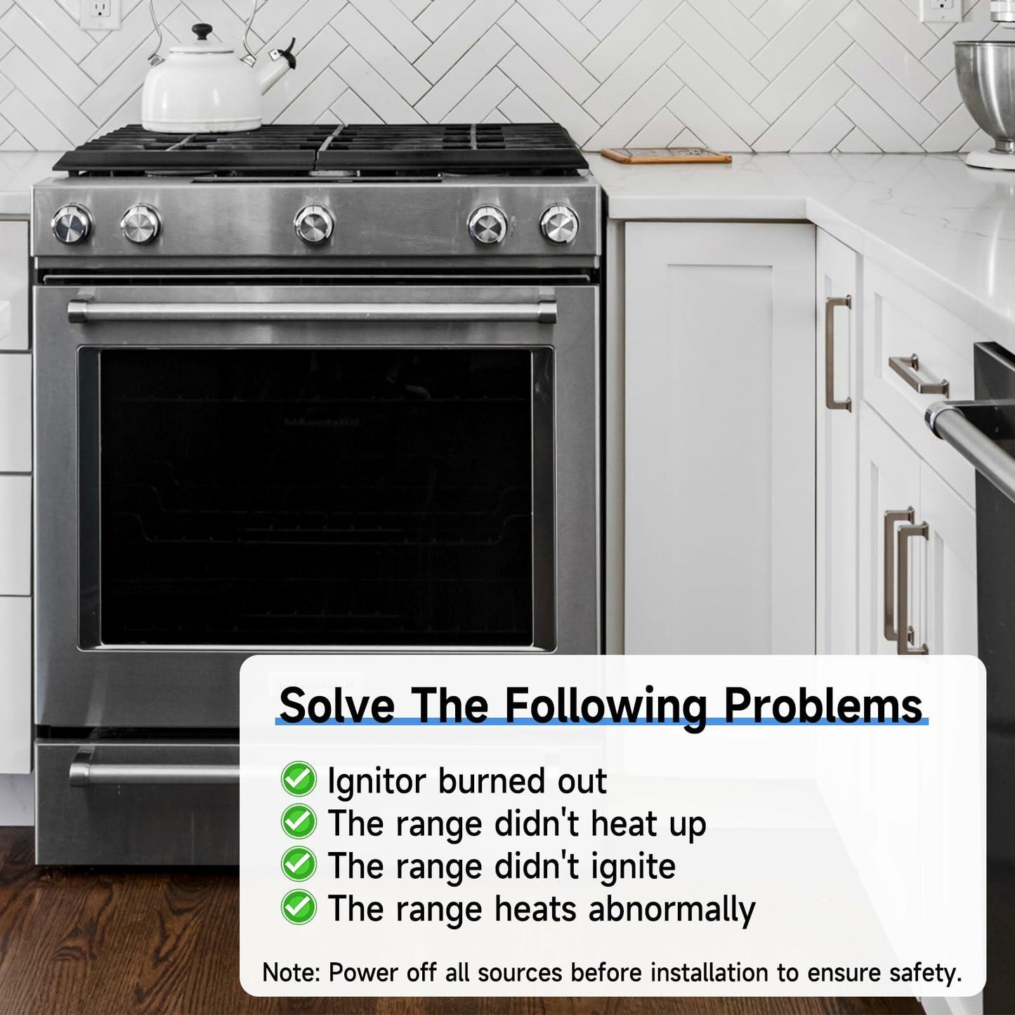 FIXITSHOP WB13K21 Oven Igniter Replacement for G-E Hotpoint Ken-more Gas Range Oven - Replaces Norton-501a, IG9998, WB13T10045, DG94-00520A with Connector Plug