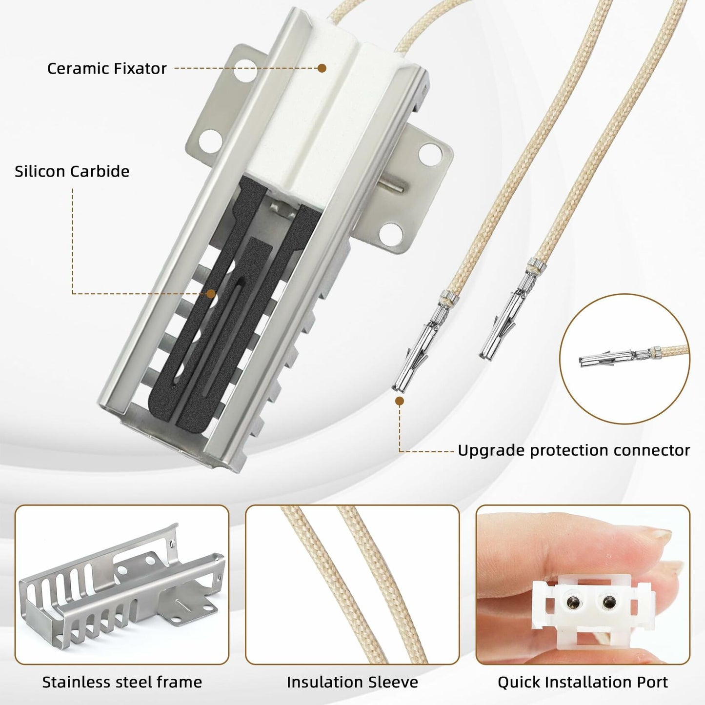 Universal Oven Igniter - WB13K21 DG94-00520A Oven Igniter Replacement for Gas Range Stove Fit for G-E xl44 Ken-more Hot-point Sam-sung Norton 501a 5303935066 IG9998 WB13T10045 WB13K10026 By Fetechmate