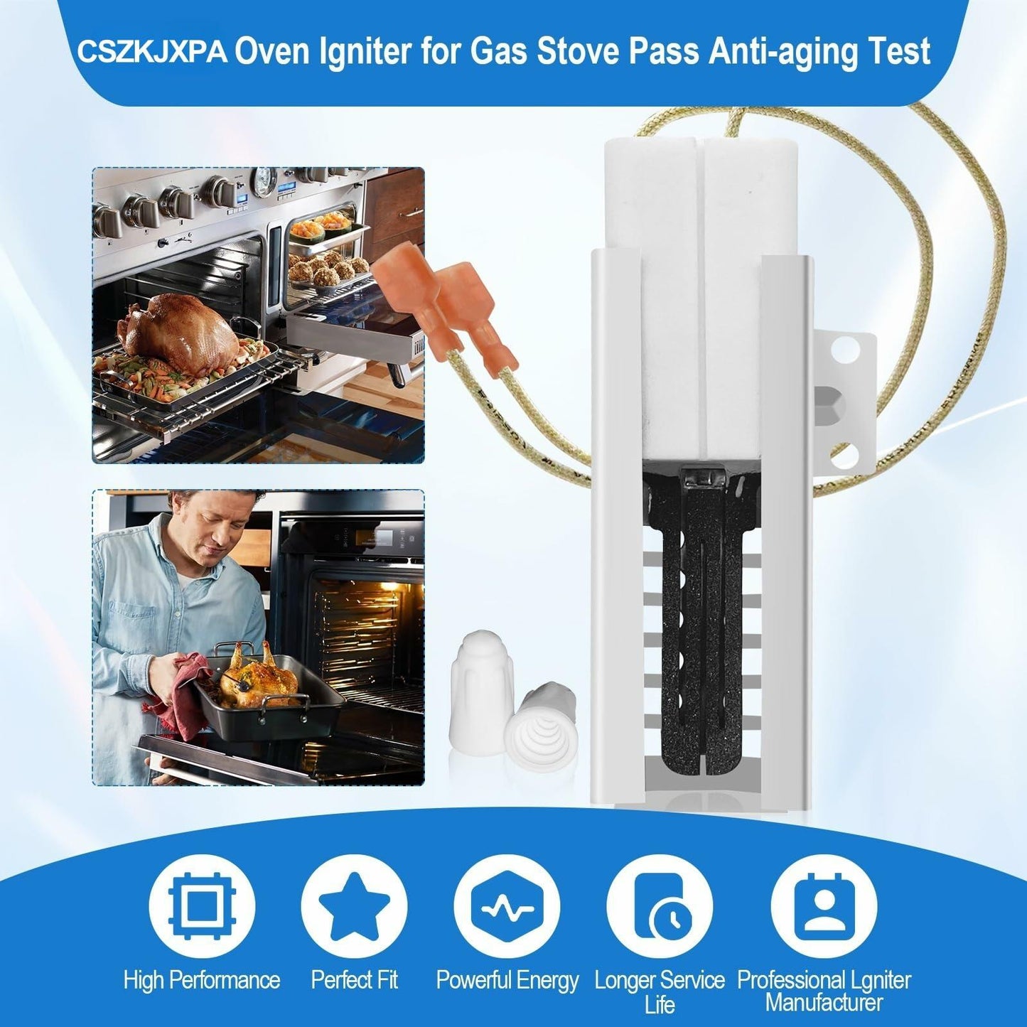 SGR4001 Igniter-Gas Oven Igniter, for Viking Range Oven Igniter, for Viking Igniter Part Numbers: AP5315579 065650-000 SGR4001 792263 etc. with Ceramic Nuts.