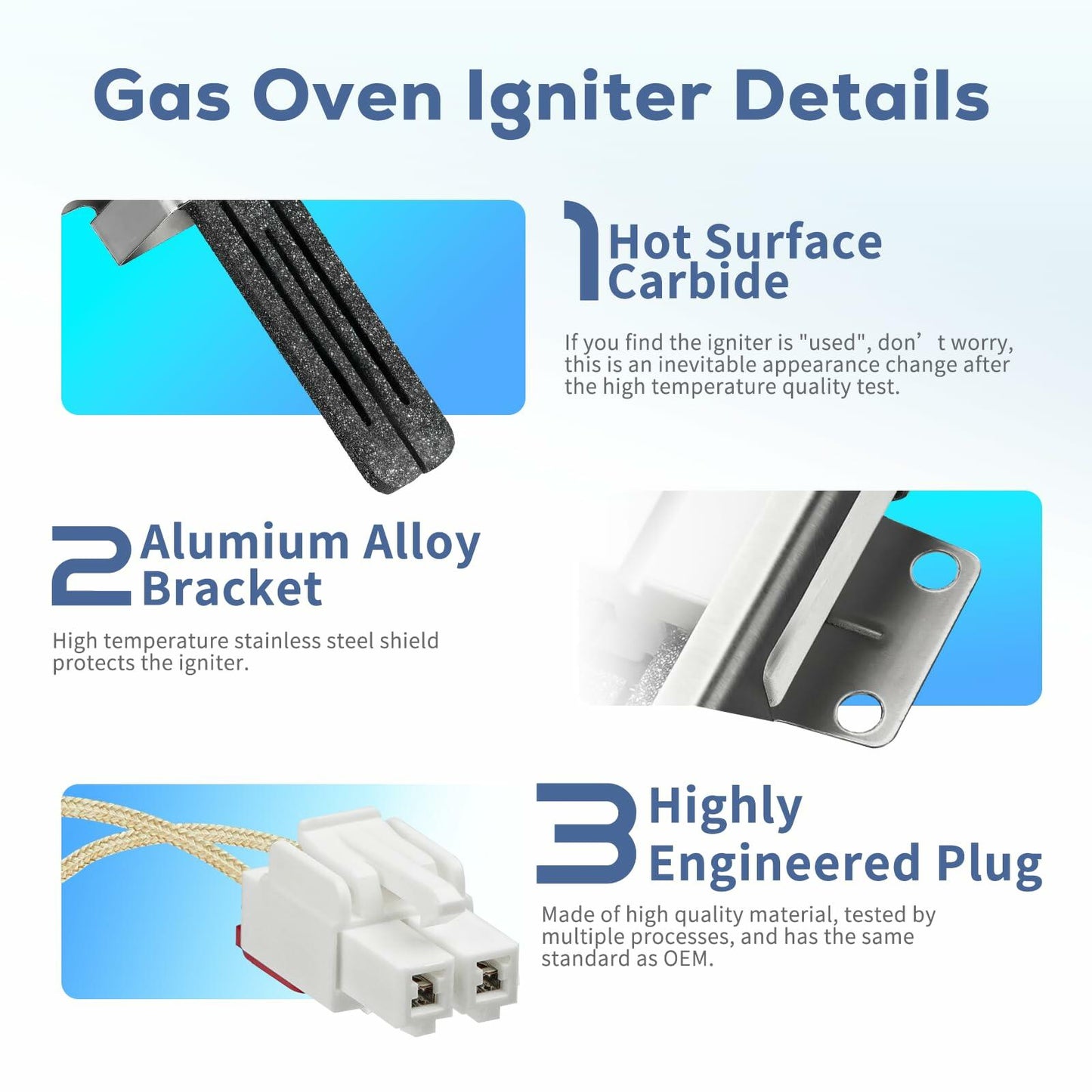 MEE61841401 Gas Range Oven Igniter Replacement Fit for L-G (LRG, LSS, LDG, LSG, LTG) Gas Range, Replaces MEE61841401 MEE61841403 MEE63084901 Range Oven Burner Ignitor (Flat Style), By BOGDA
