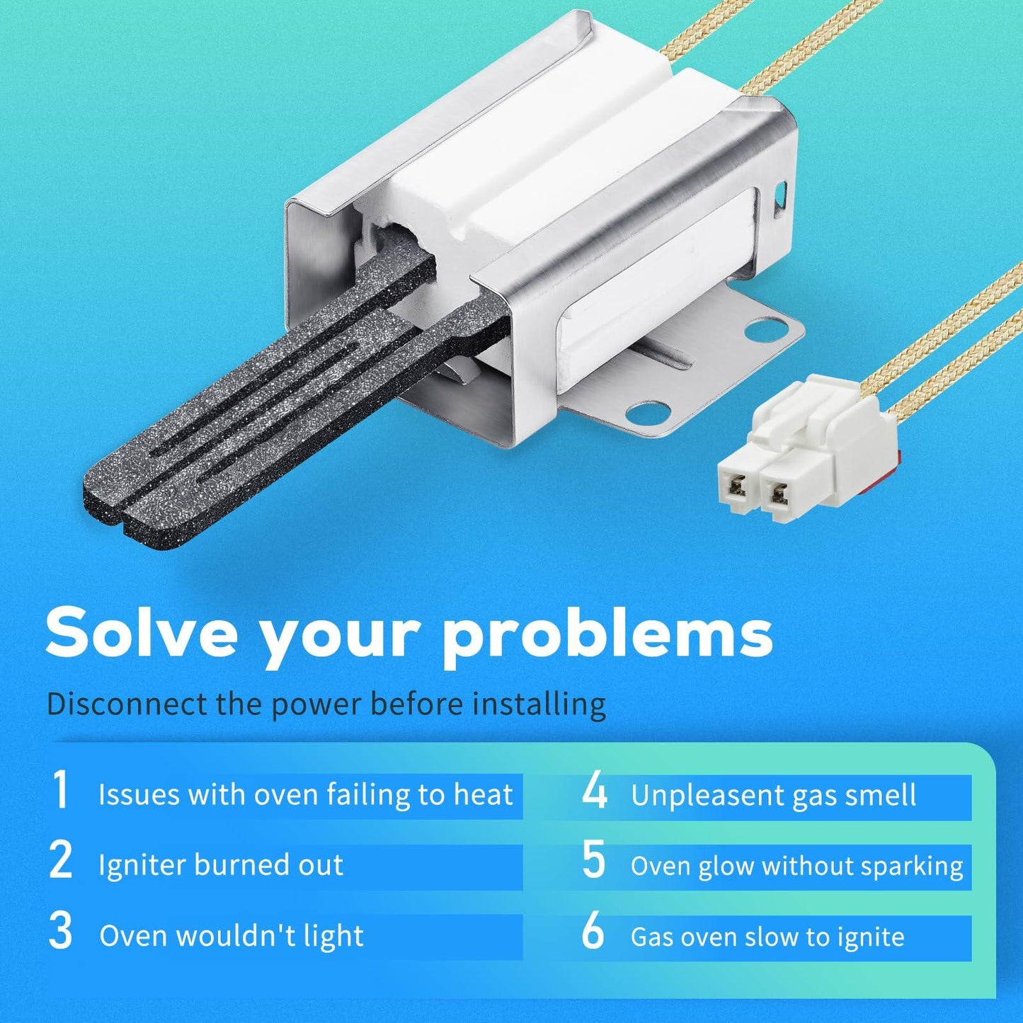 MEE61841401 Gas Range Oven Igniter Replacement Fit for L-G (LRG, LSS, LDG, LSG, LTG) Gas Range, Replaces MEE61841401 MEE61841403 MEE63084901 Range Oven Burner Ignitor (Flat Style), By BOGDA