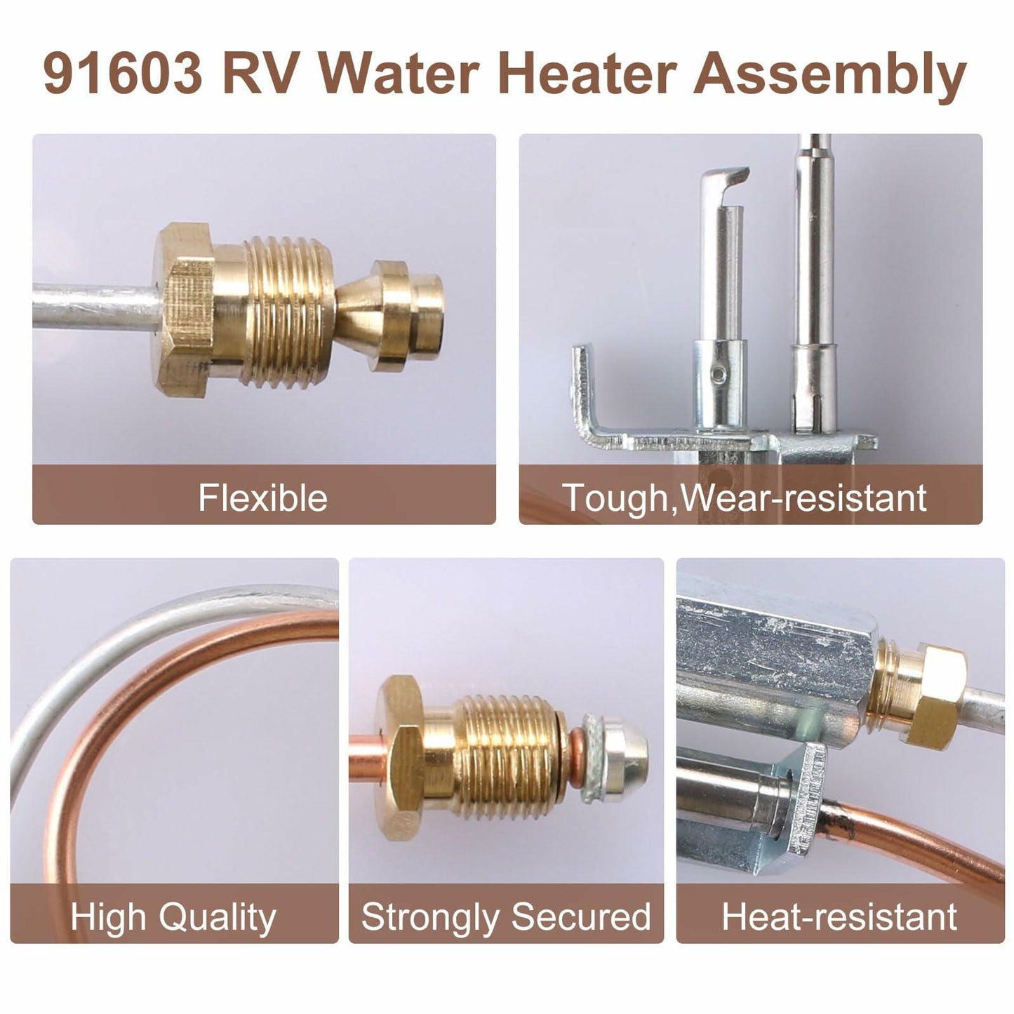 91603 Water Heater Pilot Assembly,Ignitor Thermocouple Replacement Parts for RV Trailer Camper,fits for Atwood Jade Dometic 91603 92616 91214 Propane Gas Water Heaters
