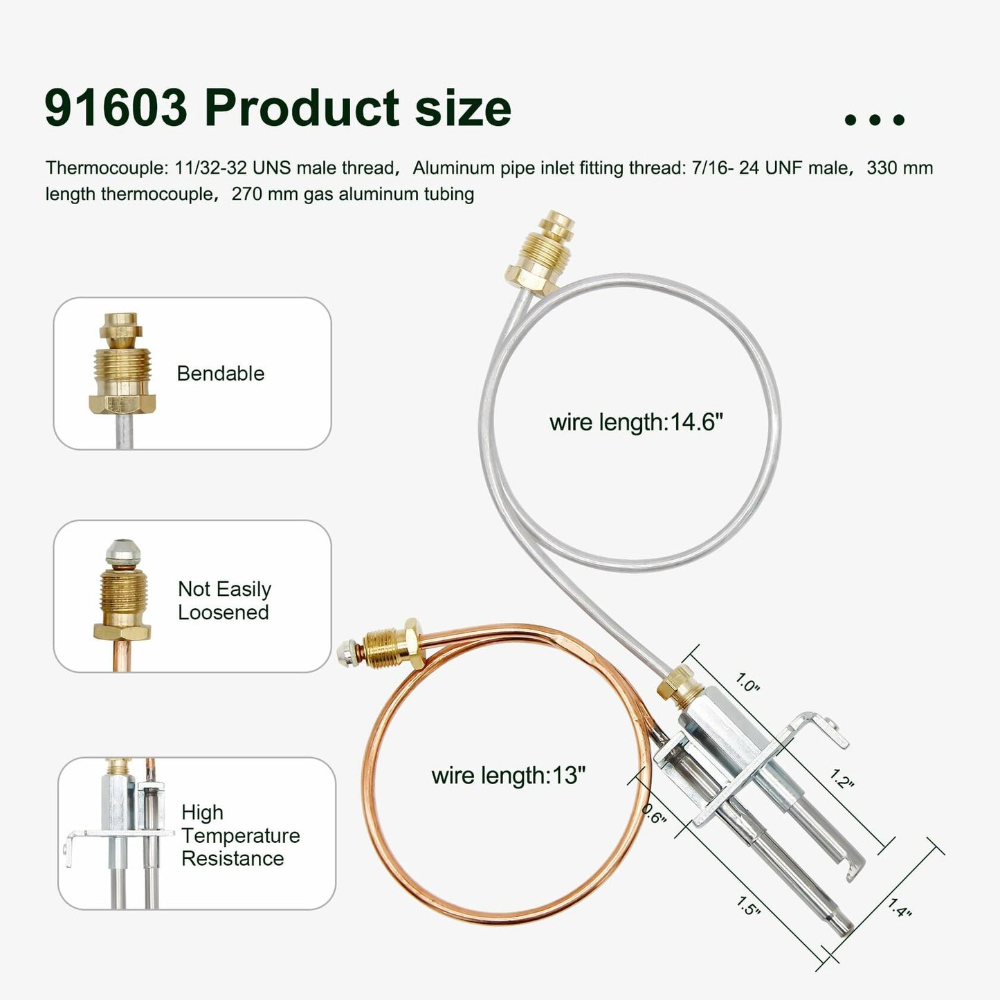 Brlyeeanze 91603 Water Heater Pilot Assembly for Atwood,RV Water Heater Parts Replaces Dometic Atwood 91603 92616 91214 Jade Pilot Assembly For RV,Camper,Trailer