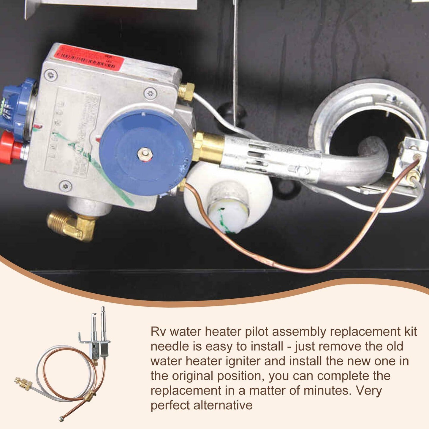 RMSPO Water Heater Pilot Assembly For Atwood 91603 (91214), Includes Pilot Thermocouple Kit, Propane Gas Water Heater Parts Fits for Dometic Atwood 91603 12" Replacement RV,Camper,Trailer Water Heater