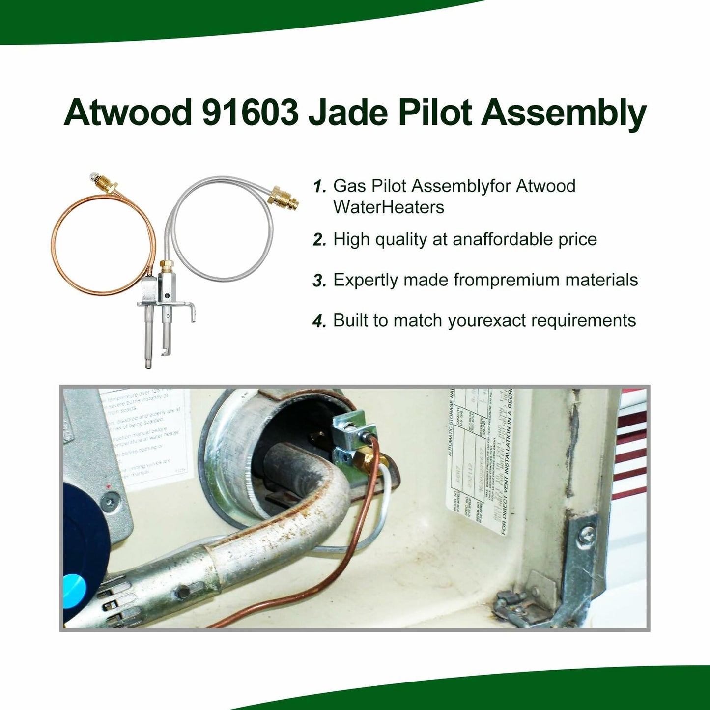 Brlyeeanze 91603 Water Heater Pilot Assembly for Atwood,RV Water Heater Parts Replaces Dometic Atwood 91603 92616 91214 Jade Pilot Assembly For RV,Camper,Trailer