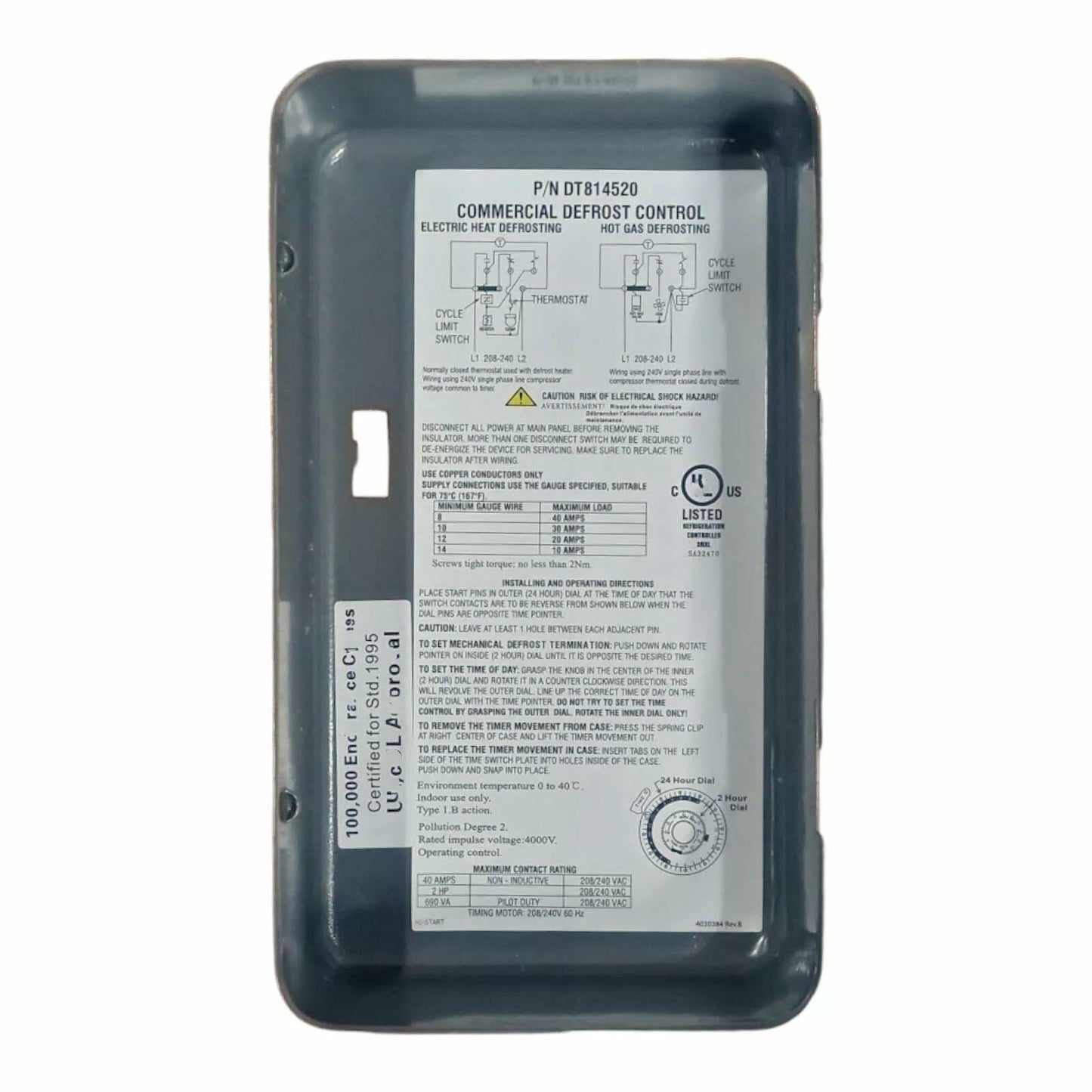 8145-20 240V Commercial Refrigeration Defrost Timer for Paragon S814520 DT8145-20