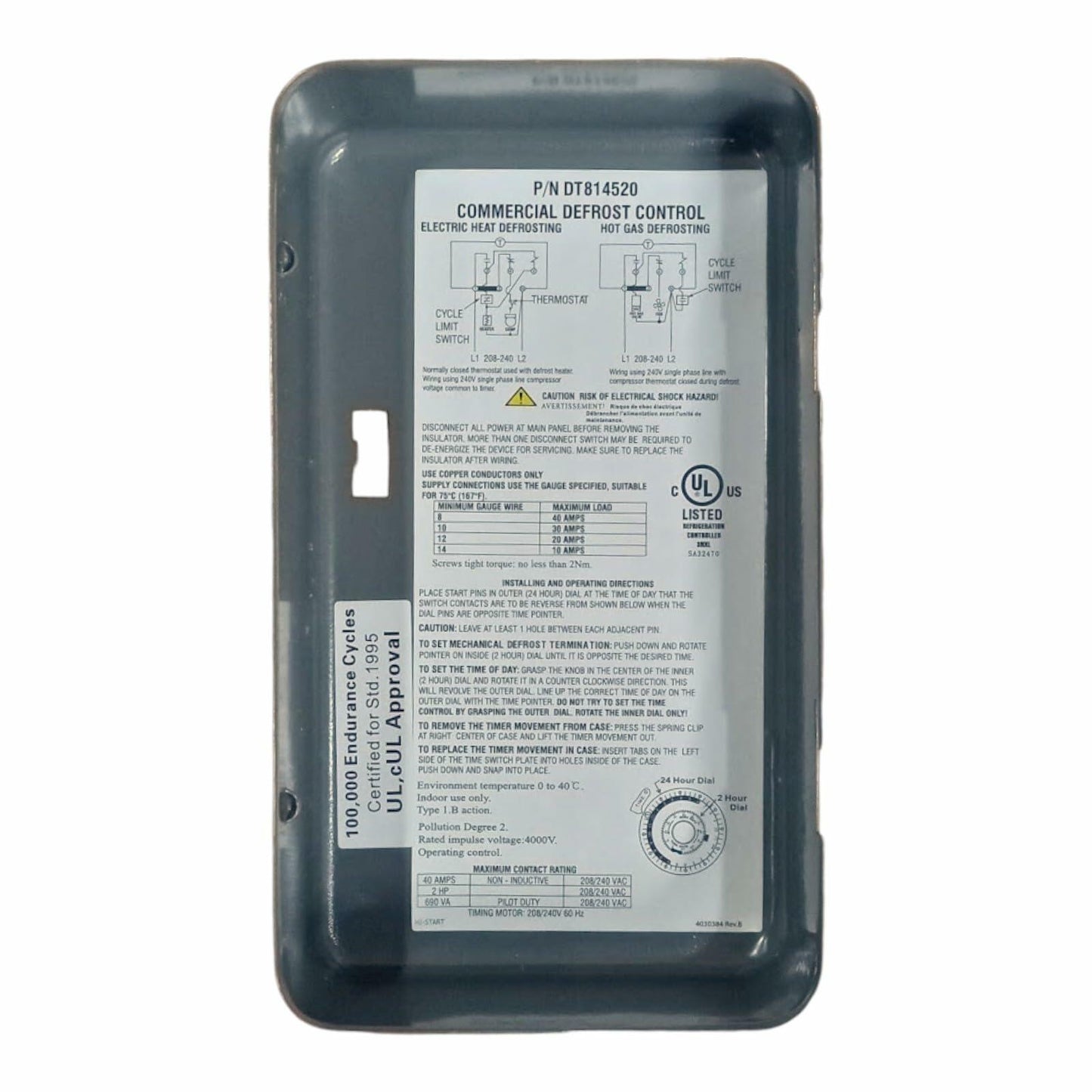 Compatible with commercial refrigeration defrost timer for Supco models S814520