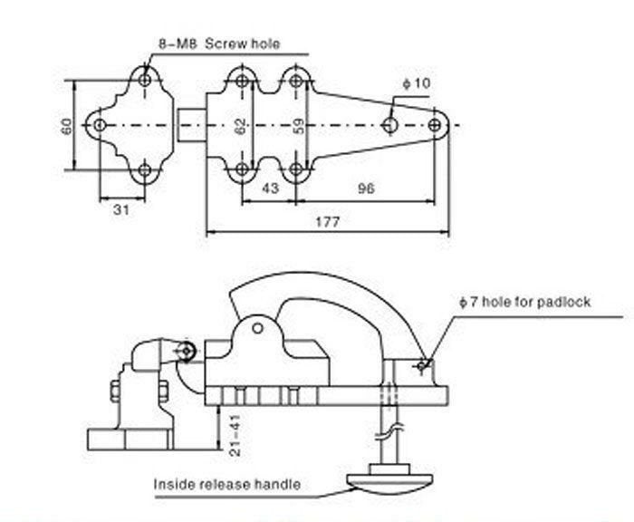 Cast Iron Chrome Latch with Strike Replacement for Kason ® 52  Inside release