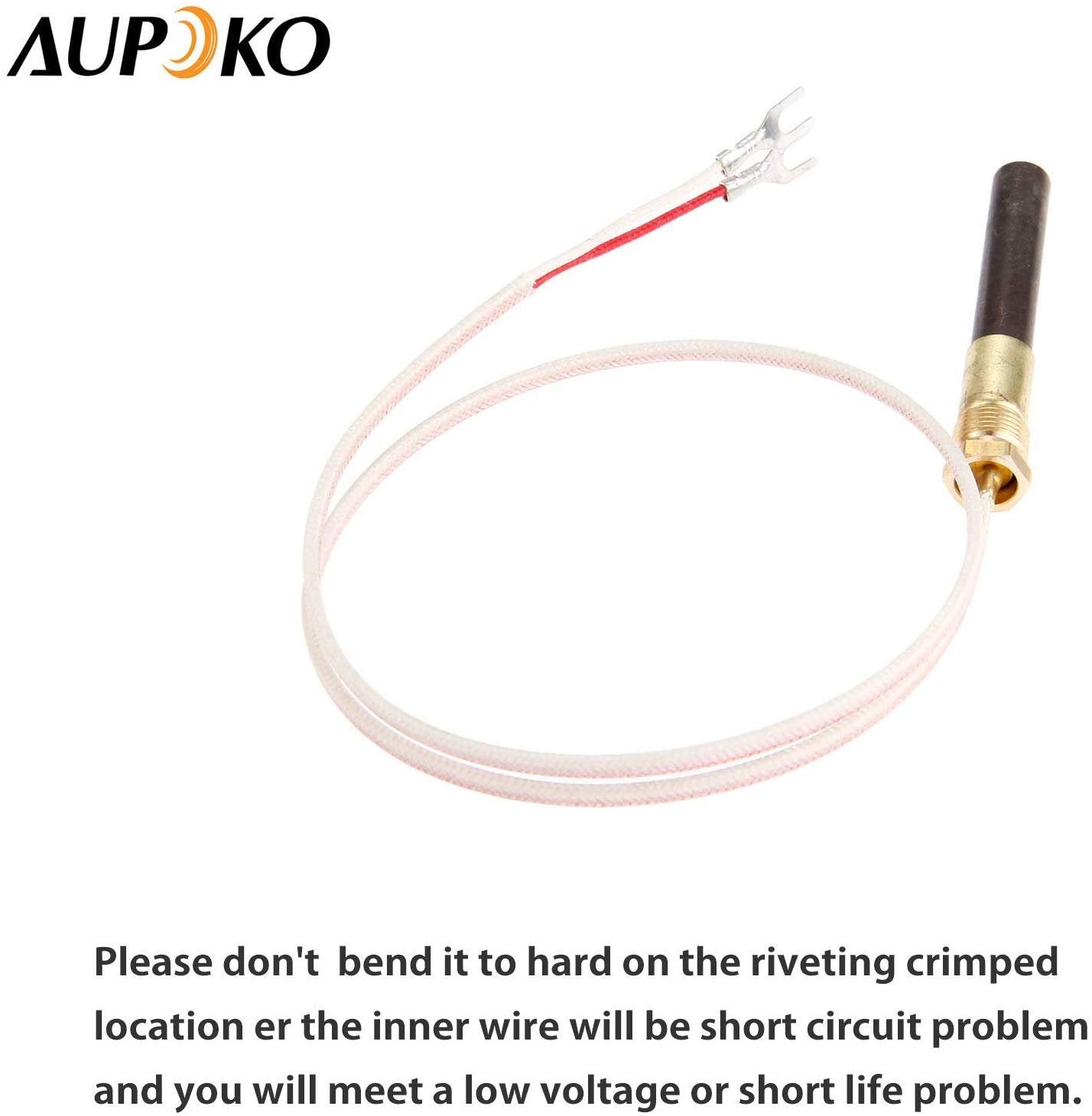 Aupoko 24" Fireplace Millivolt Thermopile, with 750℃ Temperature Resistance, Fit for Gas Fireplace/Water Heater/Gas Fryer Cluster