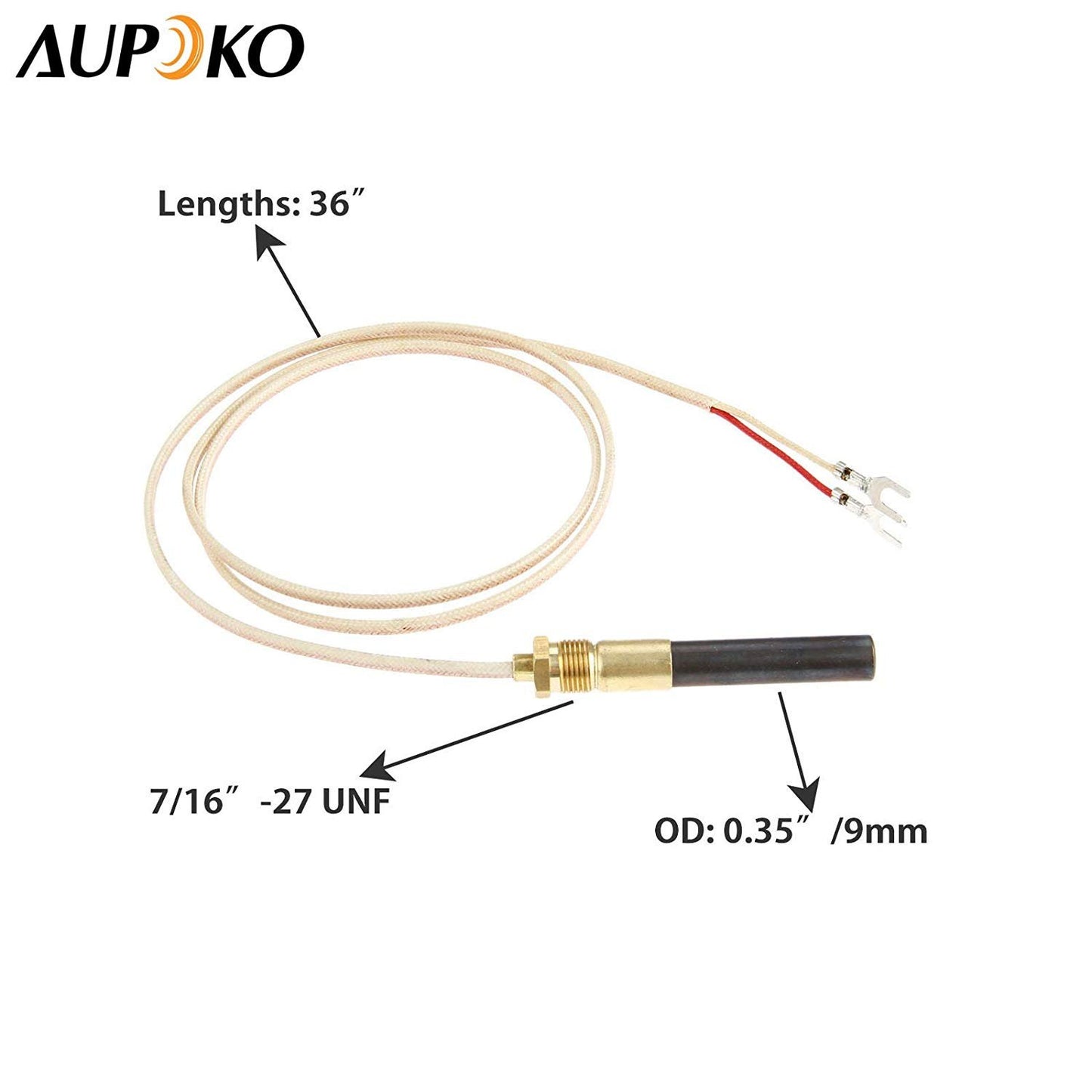 Aupoko Fireplace Millivolt Thermopile Generators 750℃ Temperature Resistance, 36" Long Thermocouple, Fit for Gas Fireplace/Water Heater/Gas Fryer Cluster