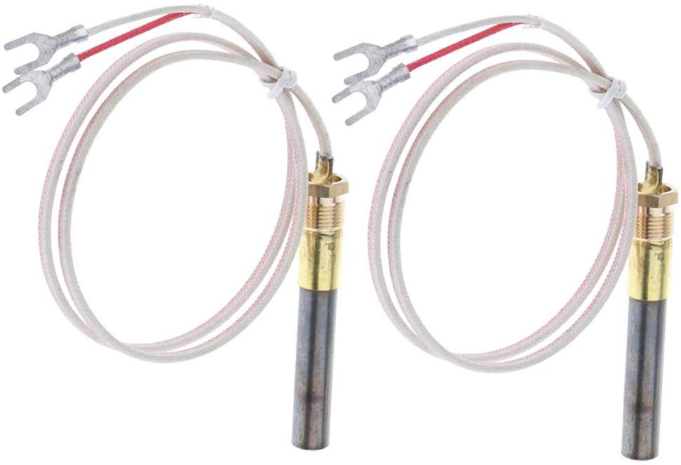 2PCS Gas Fireplace Thermopile Thermogenerator Pilot Generator Replacement, 24 Inch (2 ft) long; Easy to install