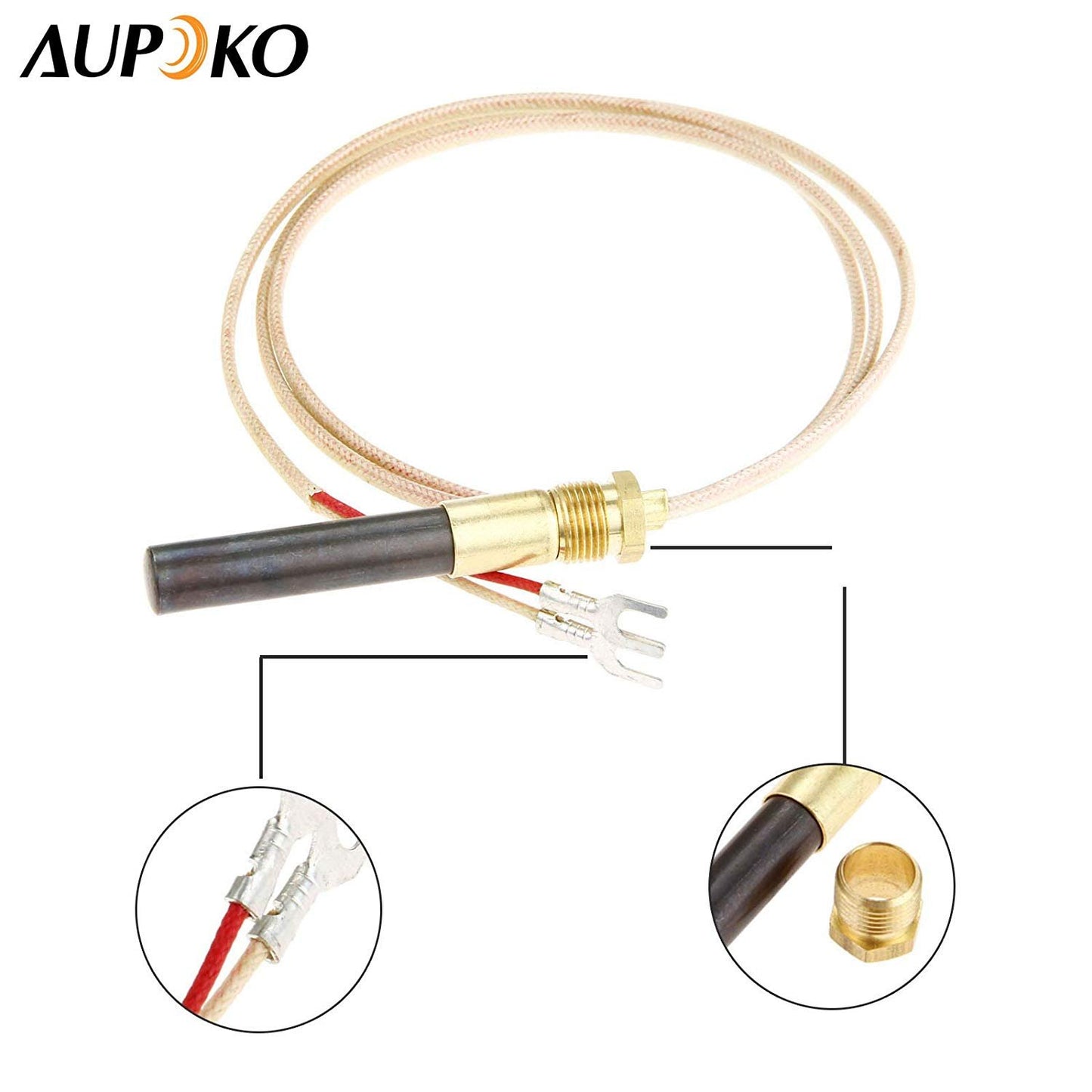 Aupoko Fireplace Millivolt Thermopile Generators 750℃ Temperature Resistance, 36" Long Thermocouple, Fit for Gas Fireplace/Water Heater/Gas Fryer Cluster