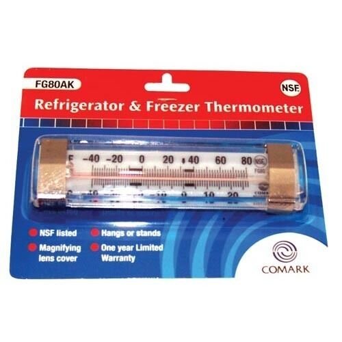 THERMOMETER, REFRIGERATOR FREEZER TEMP RANGE -40 TO 80 F NSF APPROVED