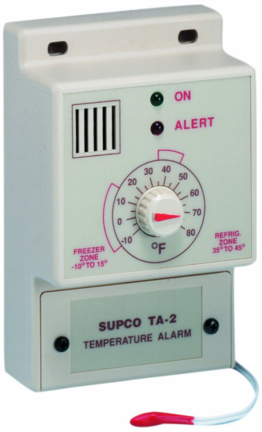 Supco TA2 Single Set Point Temperature Alarm, -10 to 80 Degrees F, 120 VAC