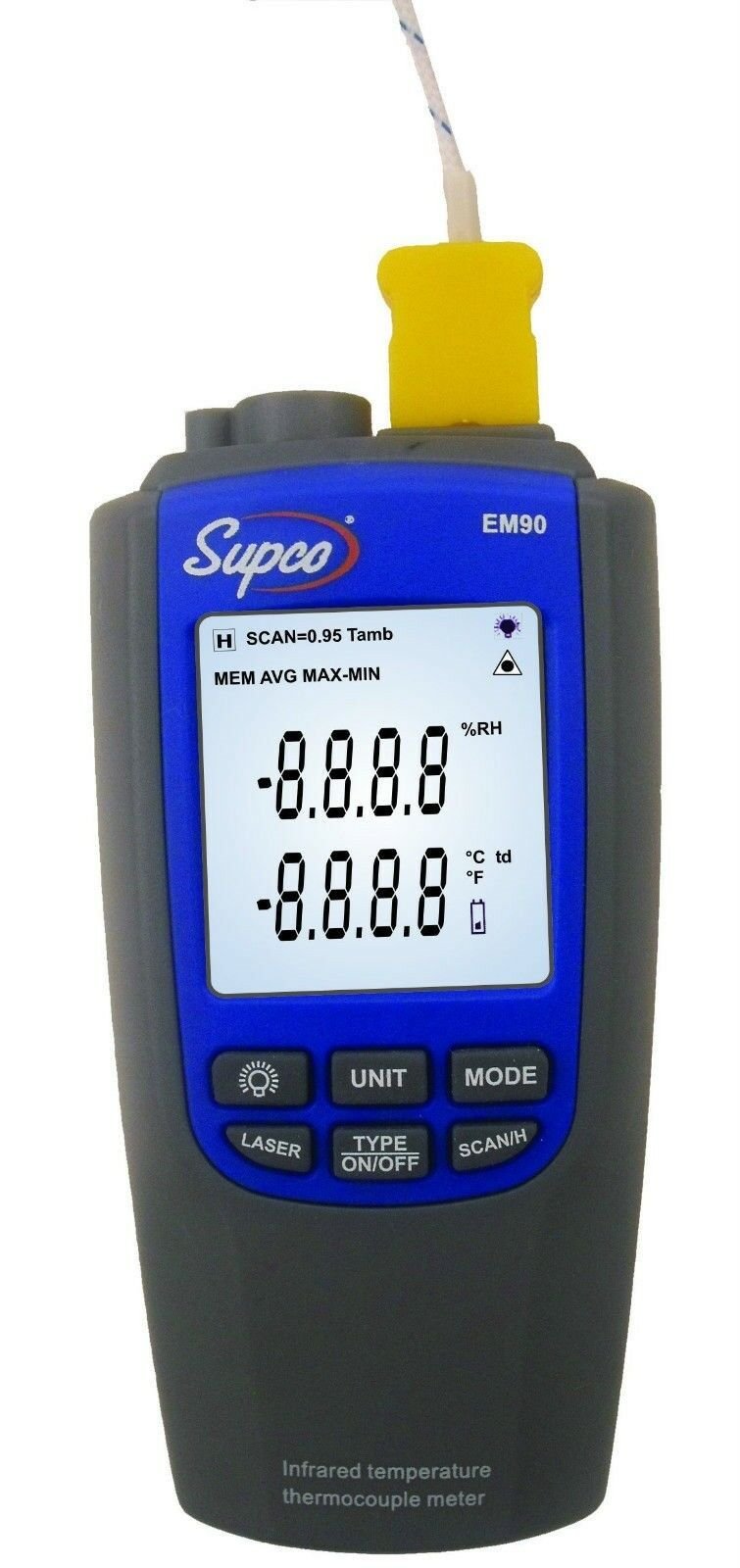 Supco EM90 Infrared and Thermocouple Thermometer -328 to 2372 Degree F