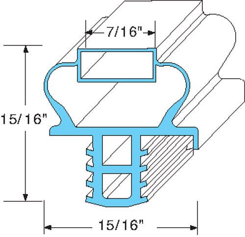 Delfield Door Gasket 170-1192 24-3/4" X 10-3/4" 7/16" MAG 15/16" BASE 15/16 HIGH