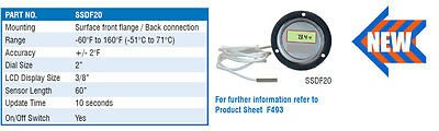 FLANGE MOUNT SOLAR THERMOMETER 3" O.D. flange Fits 2" hole 3/8" high LCD display