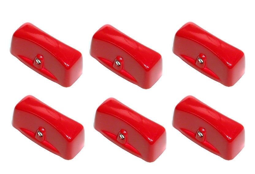 6 PIECES  RED ENAMEL METAL VALVE KNOB  fits  Fits .350”  D