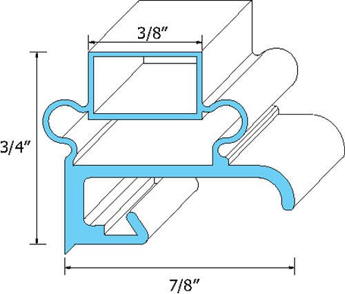 Delfield Door Gasket TBP30001 14-7/8" X 18" 3/8" MAG, 7/8" BASE, 3/4" HIGH