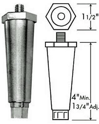 Appliance 4" Zinc Die-Cast With Satin Nickel Finish Leg 4" ADJ 5/16-18 thrd