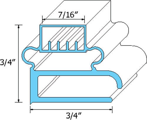 Delfield Door Gasket 1702056  23-1/8" X 28-1/2" 7/16" MAG, 3/4" BASE, 3/4" HIGH